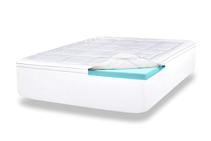 ViscoSoft 4-Inch Queen Luxury Dual Layer Gel-Infused Memory Foam Mattress Topper - Includes Quilted, Down-Alternative Pillow Top Cover - CertiPUR-US Made in USA