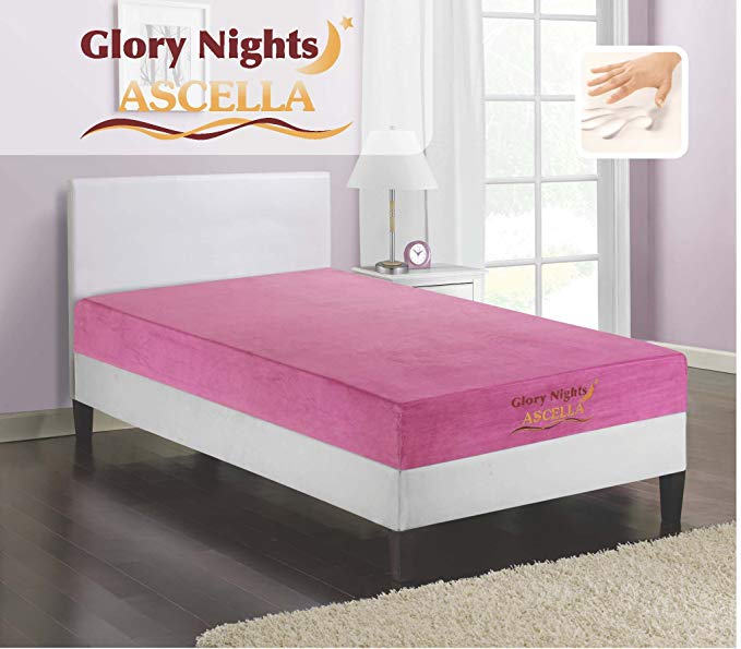 Glory Nights Ascella Twin 8-inch Viscoelastic Memory Foam Mattress – Pink w/ 10 YEAR WARRANTY