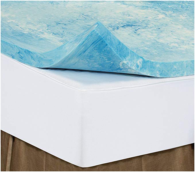 King 4 Inch iSoCore Gel Infused Swirl 6.0 Memory Foam Mattress Topper with Expandable Cover and Two Contour Pillows Included