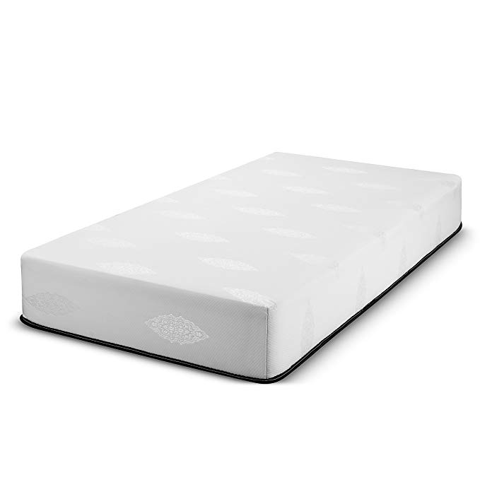 Fortnight Bedding 8 inch Cot Size 36x74 inch Gel-Infused Memory Foam Mattress with White Stretch Knit Fabric - CertiPUR-US Certified – 10 Year Warranty - Made in USA