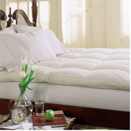 Cluster Top Feather Bed Pillow Top Baffle Box 233 Thread Count Filled with White Goose Feathers and Goose Down for a Soft Dreamy Wonderful Night's Sleep in the Bed and Bedroom (King)