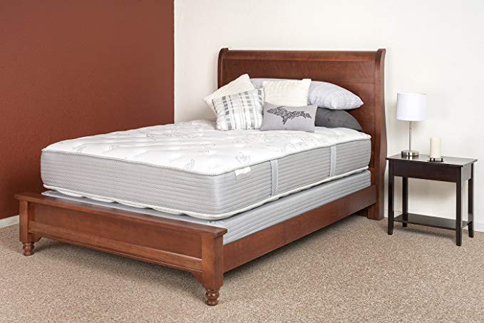 Restonic Cal King Comfort Care Select Danby Plush Mattress Set with Low Profile Foundation