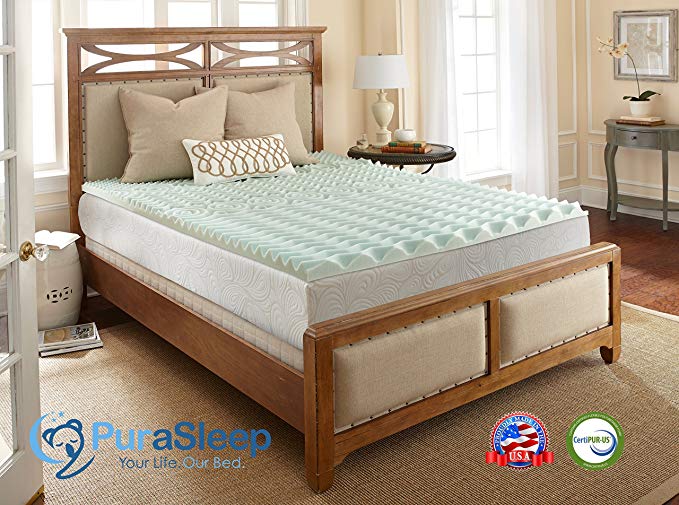 PuraSleep Eros Energex Reversible Memory Foam Mattress Topper – Made In The USA – 3-Year Warranty-TwinXL